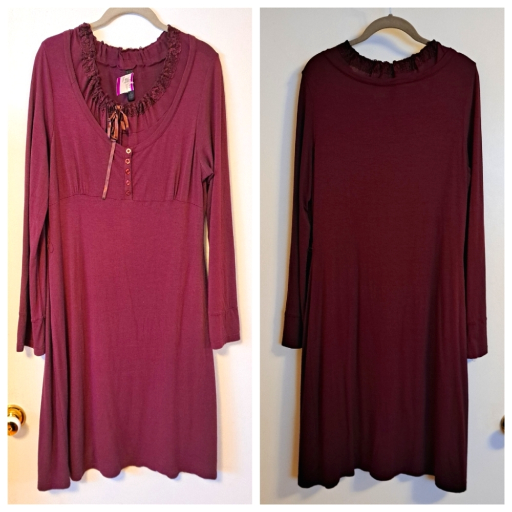 Point Zero Burgundy Long Sleeve Dress